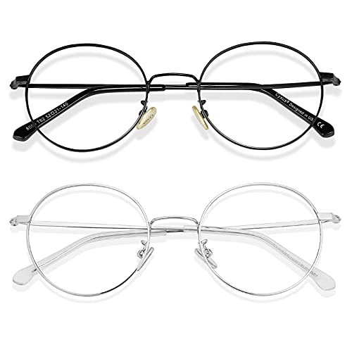 Cyxus Lot de 2 paires de lunettes rondes en métal sans corre